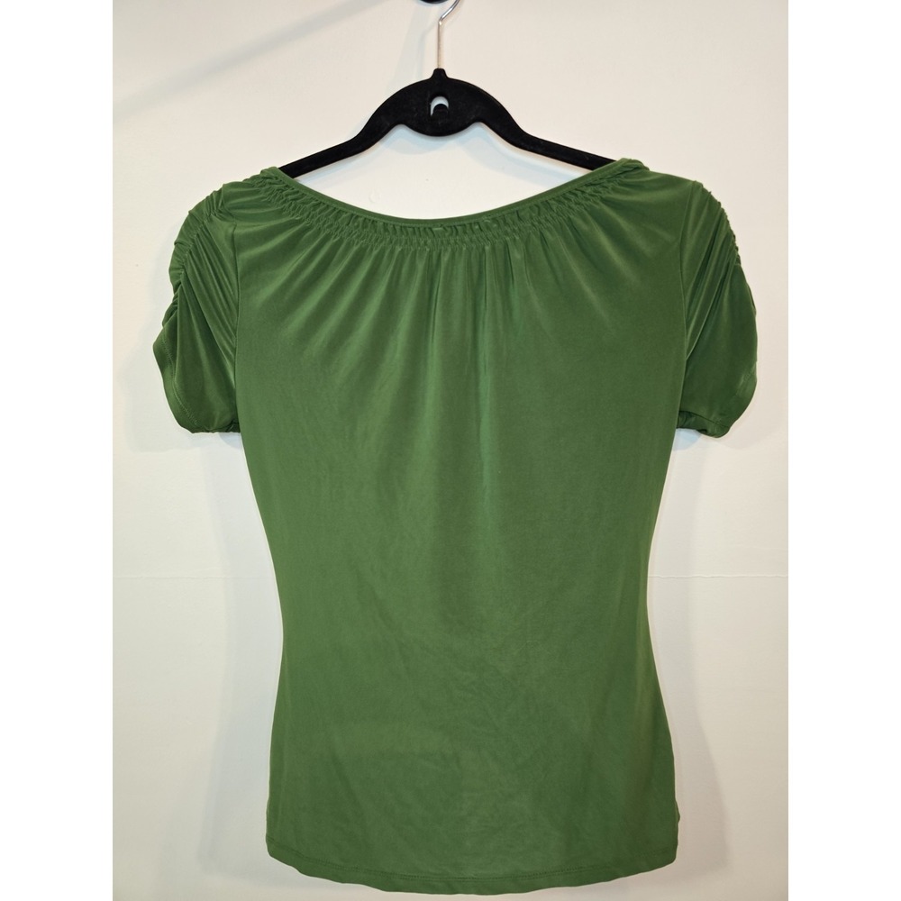 Ruched Green Satin Top XS The Limited Satin Fairycore Goblincore Flowy - Picture 3 of 3